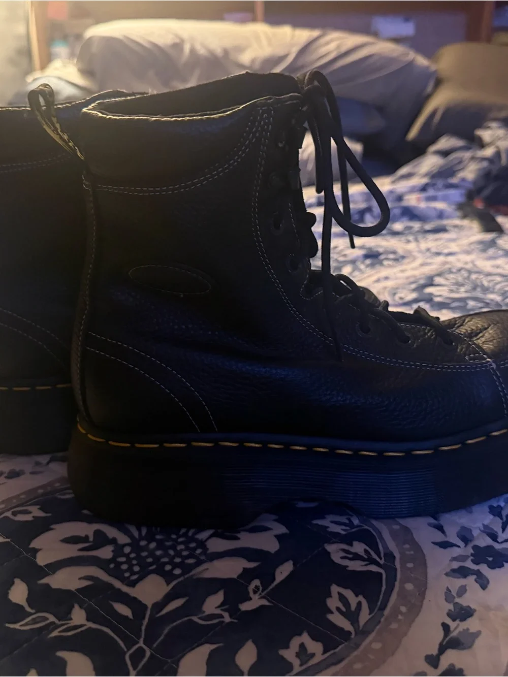 Like New Dr. Martens Buzz 8-Eye Black Platform Boots - Women's 10